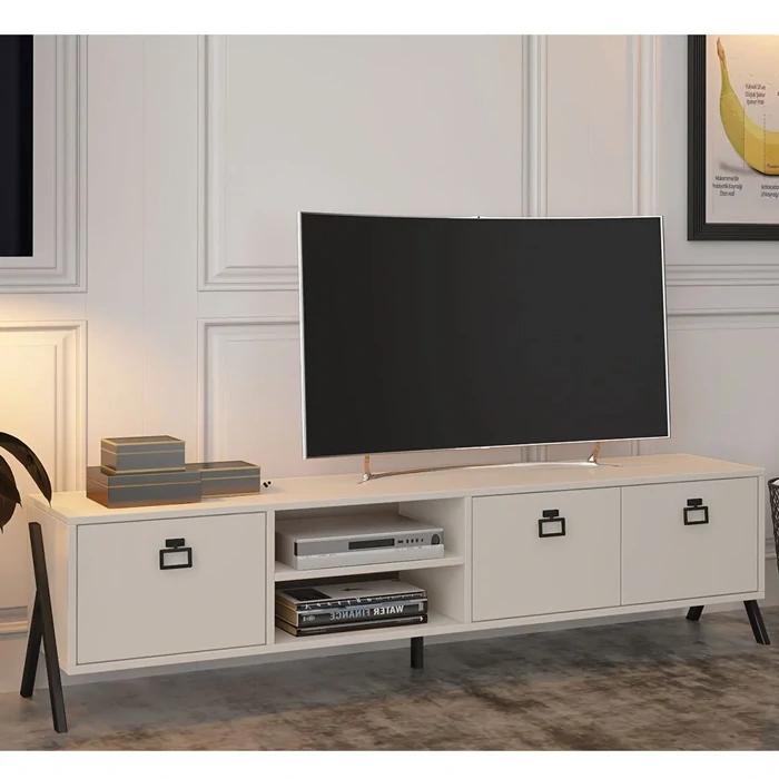 TV Stand - Grey | Durable Chipboard Construction | 180 x 58 Size