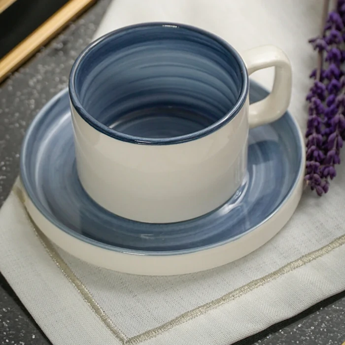 Loop Porcelain Tea Set - Blue 4 Pieces, for 2 Persons