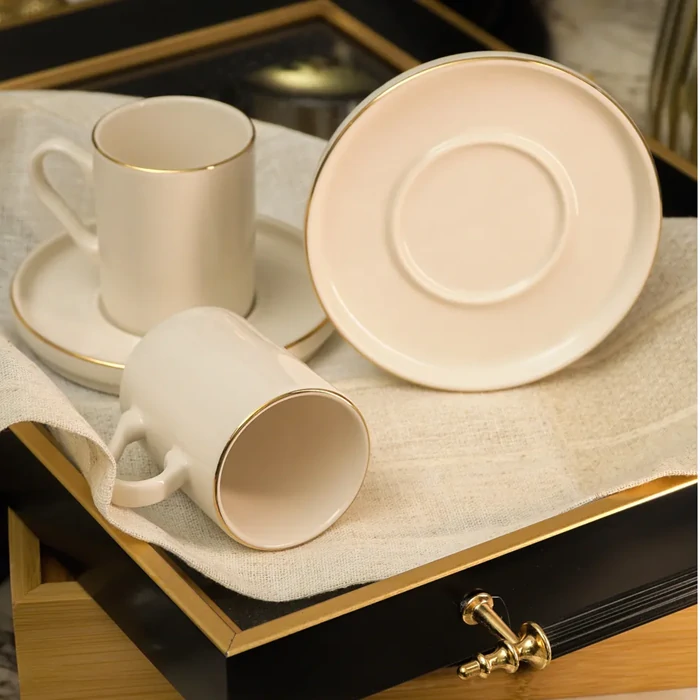 Rüya Gold Gilded 4-Piece Porcelain Coffee Set for 2 People