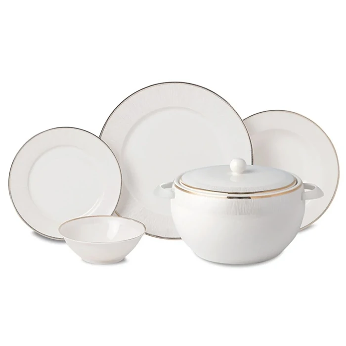 Perla Collection 60 Piece Dinner Set - Elegant Porcelain for 12 People
