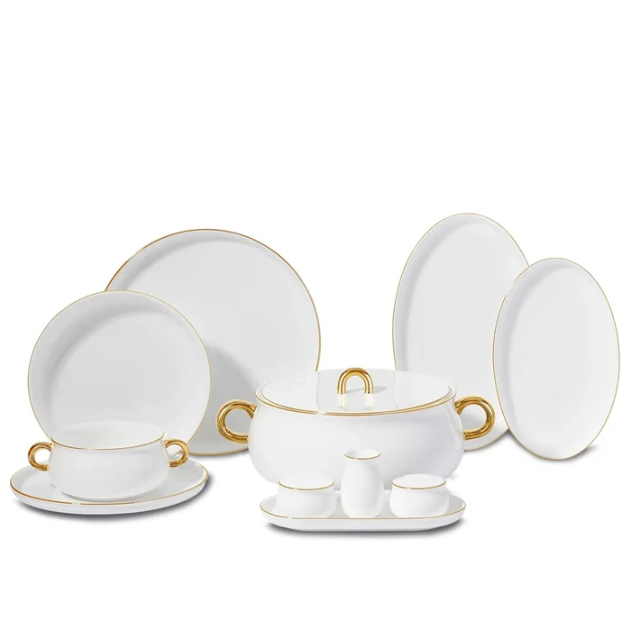 Aşiyan Collection 58 Piece Round Dinnerware Set - Porcelain Dining Set - 12 Persons