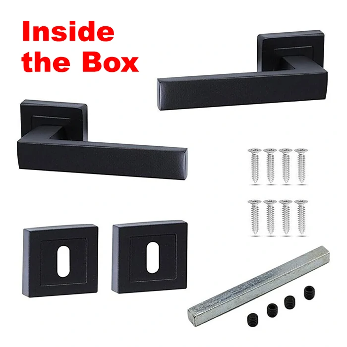 products/Door Handle Black (1 Set = 2 Pieces Back/Front) - Durable Aluminum Handle Set for Modern Spaces