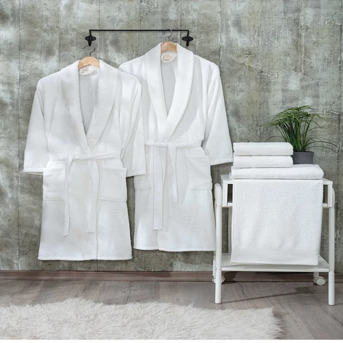 products/Luxurious 12-Piece Natural Patterned Cotton Family Bathrobe Set - Complete Comfort