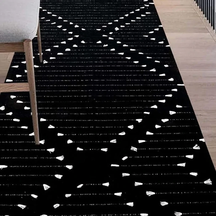 Digital Non-Slip Washable Black White Modern Carpet 