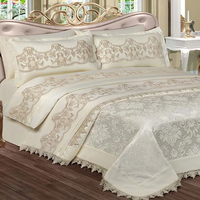 French Lace Sultan Bridal Set | 7 Pieces | Çeyiz Diyarı | Ecru