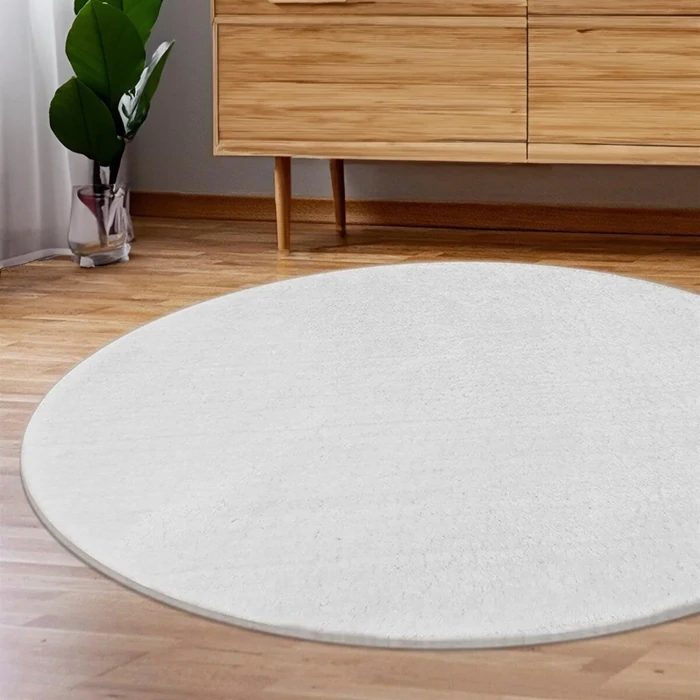 Puffy Plush Fleece White Non-Slip Carpet