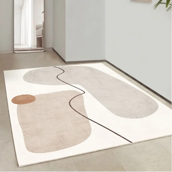 Digital Printed Non-Slip Washable Gray Cream Carpet Runner 
