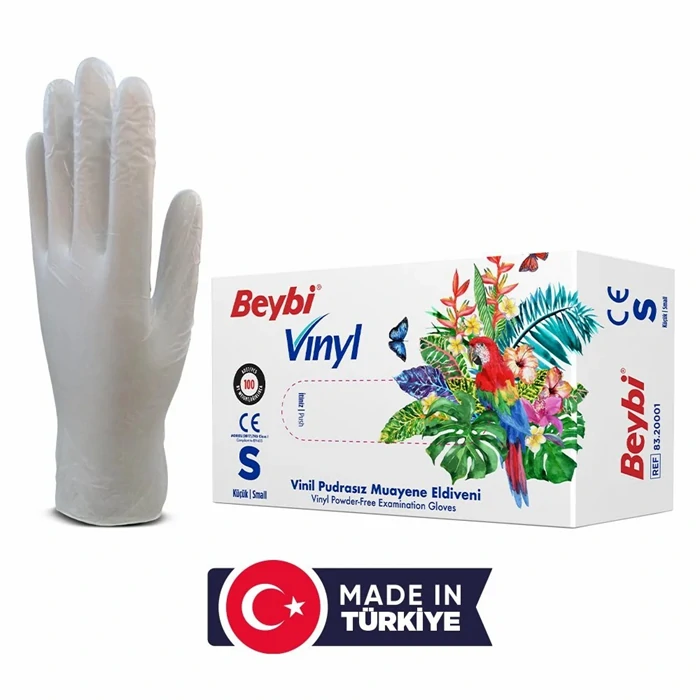 Beybi Vinyl Powder-Free Examination Gloves MDR | Box of 100 | Kahruman
