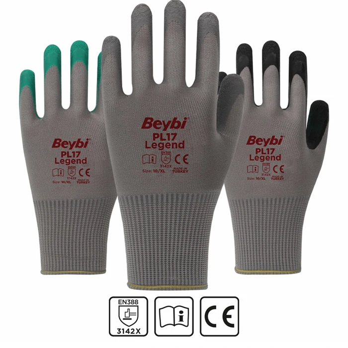 Beybi PL17 Legend Polyester Knitted Latex Gloves - High Grip & Durability