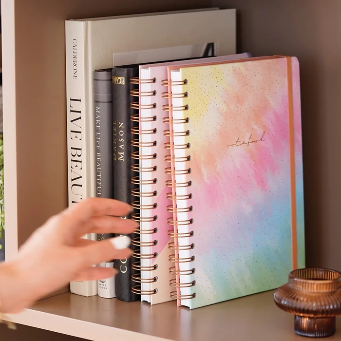 Get organized with Rainbow Striped Flexible Spiral Bound Notebook - 17x24 cm