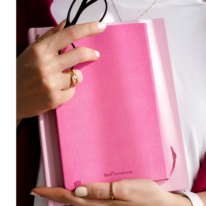 Elevate your note-taking with Flexible Plain Pink Notebook - 13x21 cm