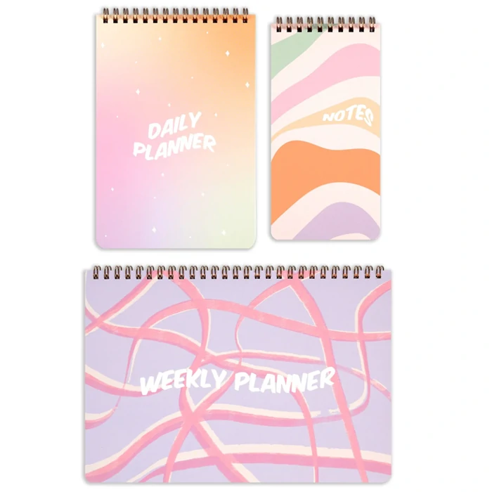 3-Piece Desktop Spiral Planner Set - Weekly, Daily, and Notes