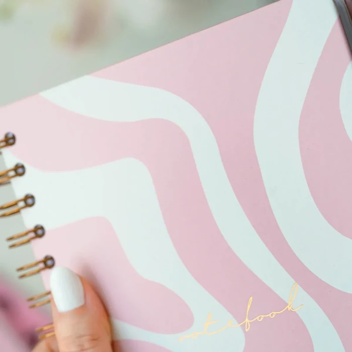 Stay organized in style with Pink Checkered Undated Spiral Elastic Notebook - A5 (15x21 cm)