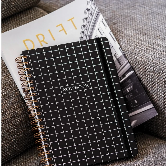 Black Flexible Spiral Notebook - 17x24cm, 224 Pages