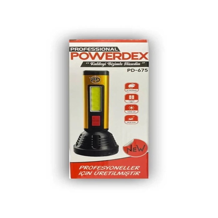 Powerdex PD-675 Professional Flashlight - 500 Lumen COB LED, Waterproof Steel Case