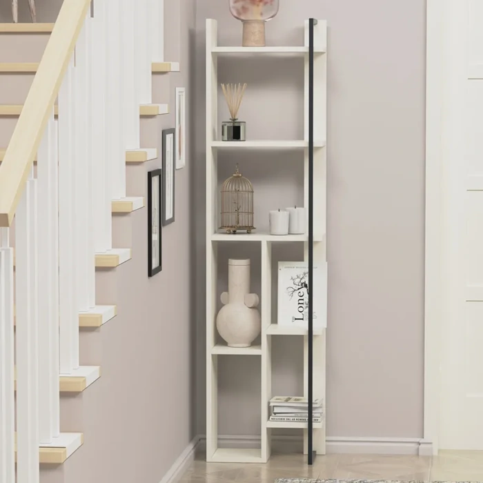 Sembol Corner Bookcase White | Space-Saving & Stylish