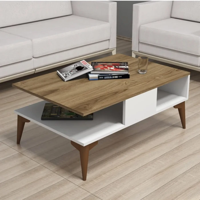 White-walnut Coffee Table Modern | 90cm x 60cm x 38cm | Kahruman