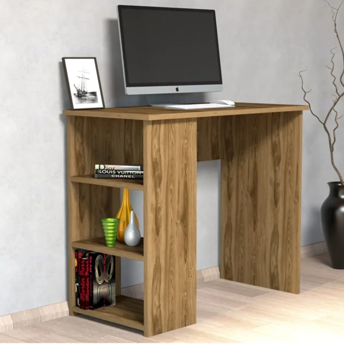 Study Desk with Functional Bookshelf | Brown | Chipboard | Kahruman