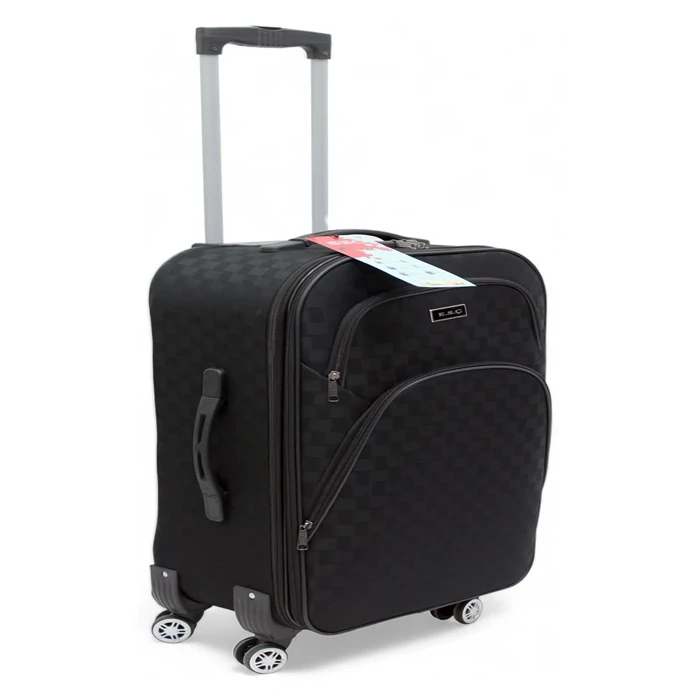 Black Medium Framed Fabric Suitcase | Lightweight Travel Gear - Kahruman