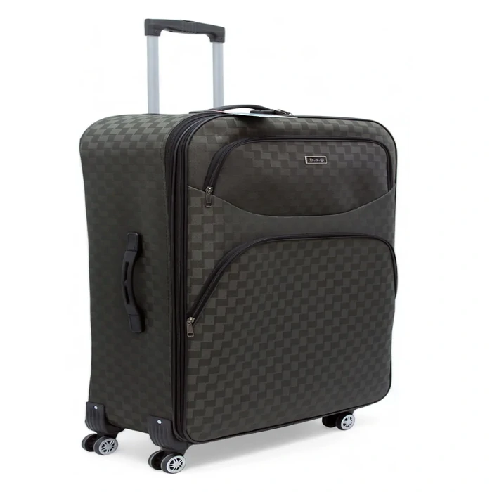 Dark Gray Oversize Fabric Suitcase | Large Travel Gear - Kahruman