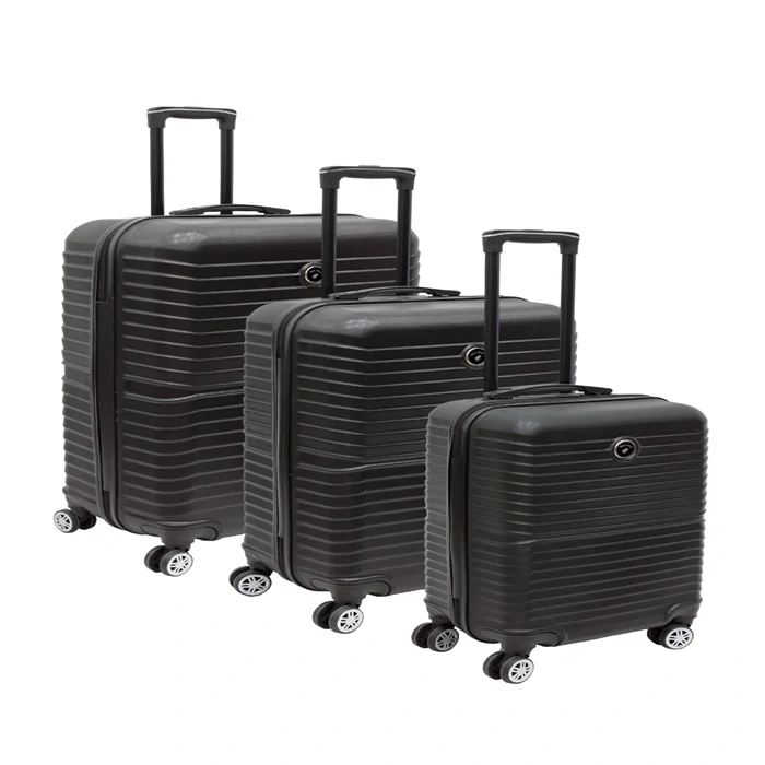 Black 3-Piece Durable ABS Suitcase Set | Cabin, Medium, Large - Kahruman