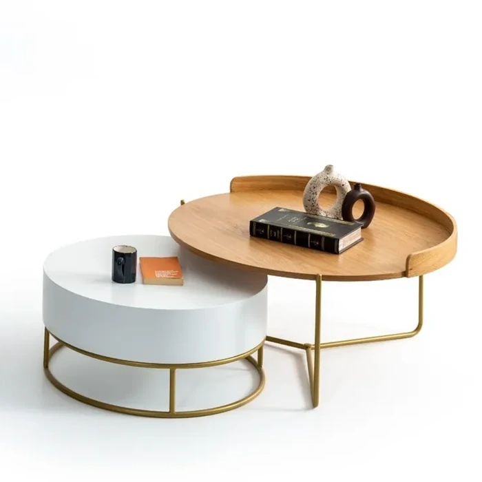 Modern MDF Coffee Table - Large & Small Options, Metal Legs