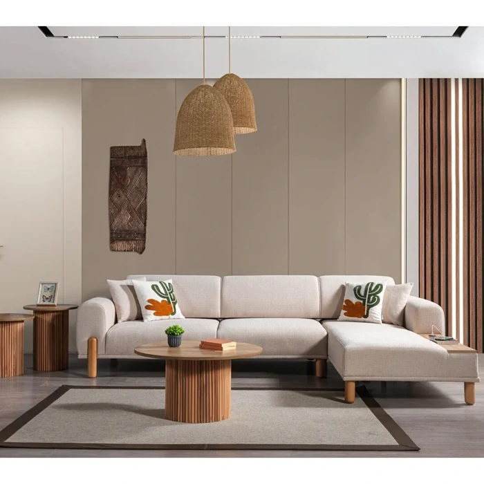 Modern Bohemian Corner Sofa with Bed Function - 300 cm Width