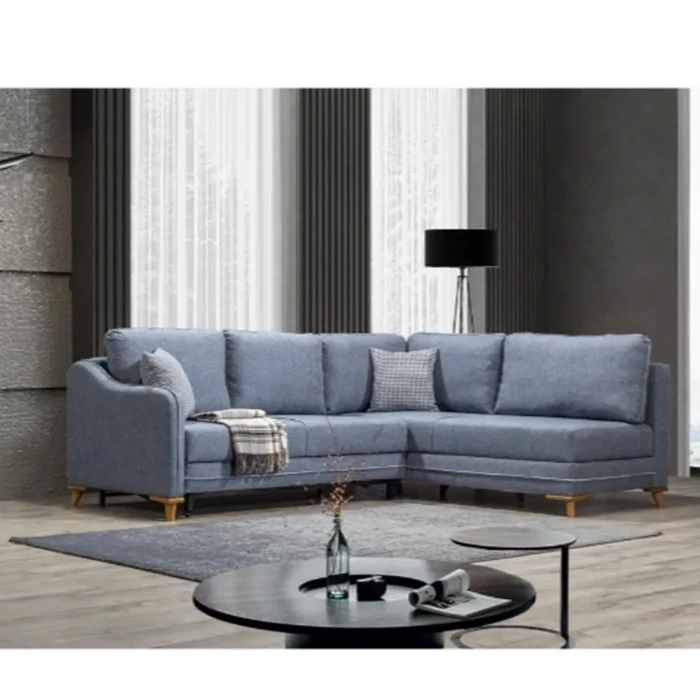 Derya Corner Sofa Bed (Right Corner) - Linen Fabric, Convertible