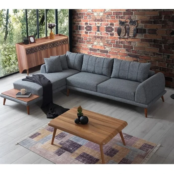 Left Corner Sofa, Linen Fabric, Hornbeam Frame, 2-Year Warranty