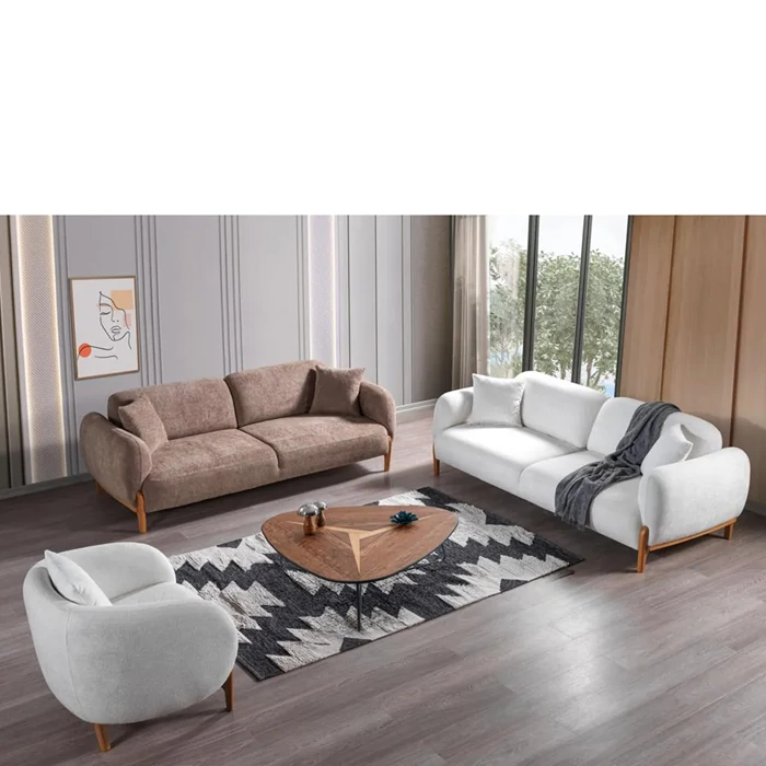 Extra Sofa Set, Horn Wood Frame, 3+3+1 Configuration