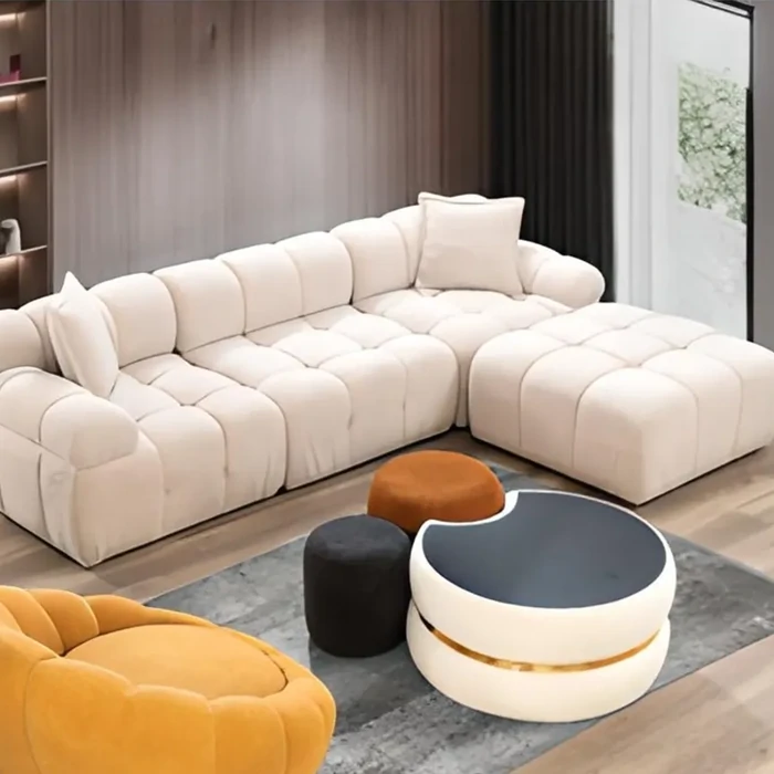 Diamond Corner Sofa, Modular, Teddy Fabric, 270x180 cm