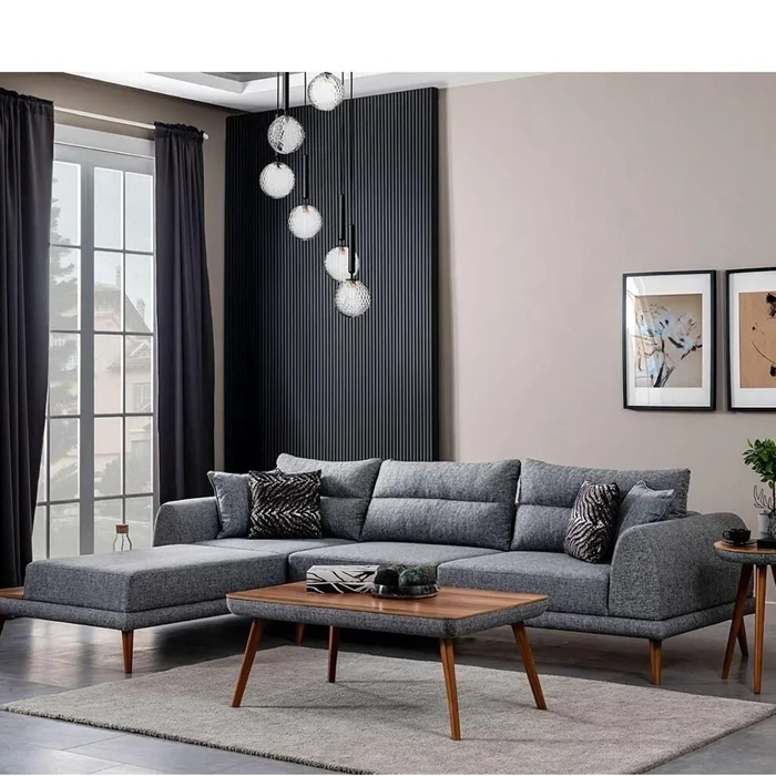 Decorative Left Corner Sofa, 293x205 cm, Linen Fabric