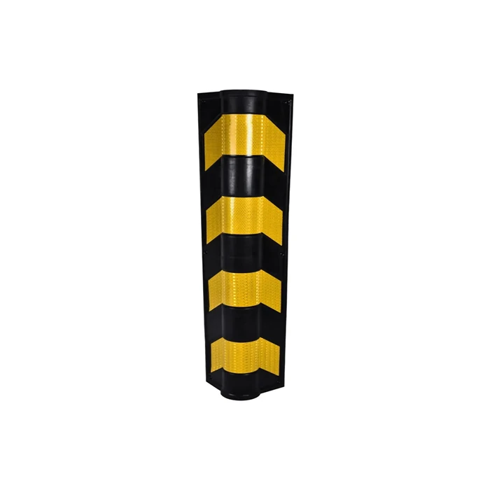 Parking Lot Corner Column Protector with Reflective Tape - Rubber, 800x120x120 mm
