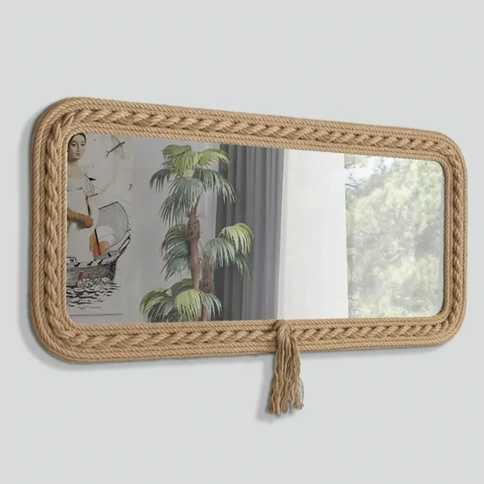 Living Room Mirror with Twisted Rope – 110cm x 50cm