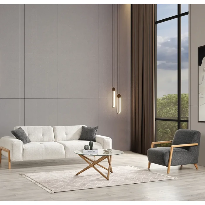 Rolex Three-Seater Sofa – Elegant Comfort with Boucle Fabric