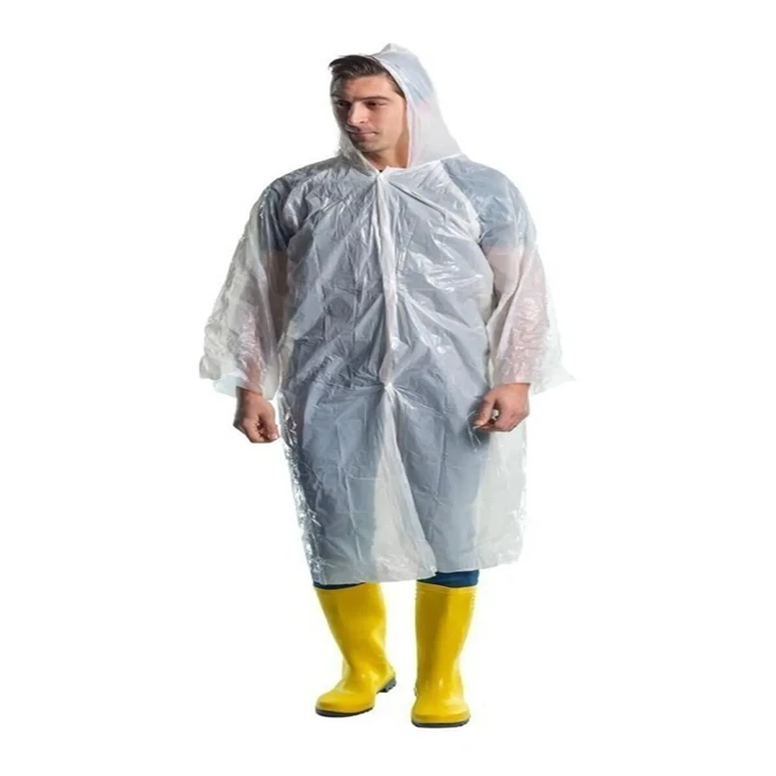 Disposable Transparent Raincoat with Snap Fasteners - Waterproof