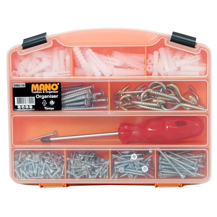 Chipboard Screws, 472pcs.  Set with Screwdriver, Dowels, and Hooks