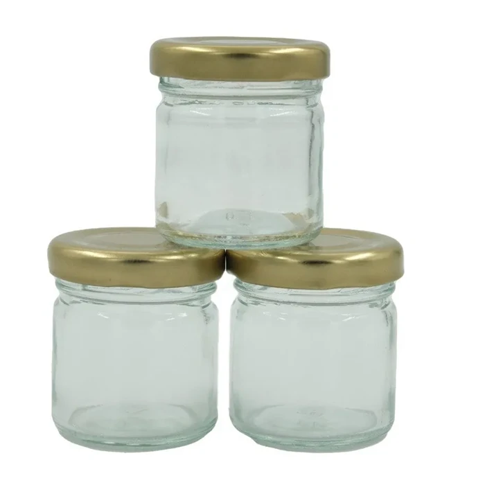 Small Glass Jars with Gold Lids 3-Piece Set of 40ml – Wedding, Food, Sample Jars