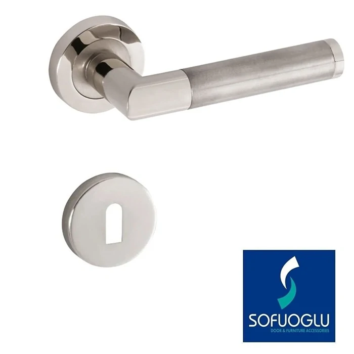 Şebboy Stainless Steel Toilet Door Handle – Round Rosette, Satin Nickel