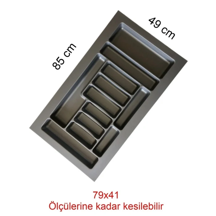 Grey Cutlery Drawer Organizer 85x49 cm – Adjustable to 79x40 cm