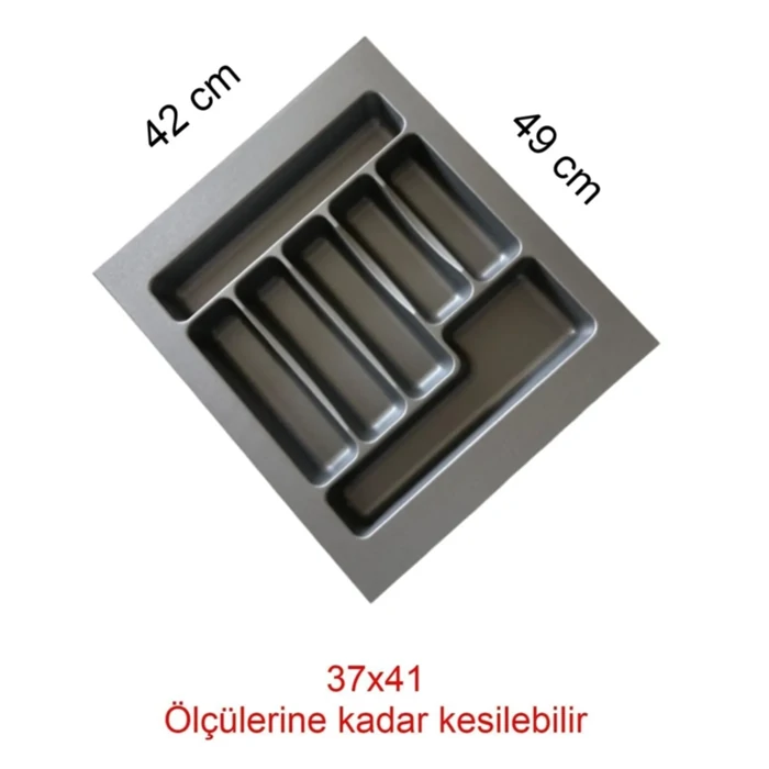 Grey Drawer Organizer Cutlery - Adjustable Size, 42x49 cm